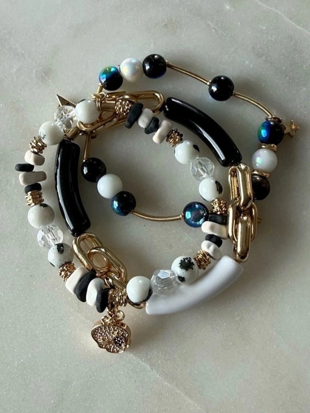 Erimish Starter Stack Bracelet Set in Black & White NWOT